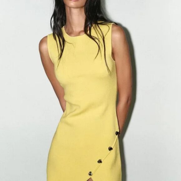 ZARA IRREGULAR BUTTON KNIT DRESS - Picture 2 of 7